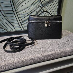 Fashion Small Side Bag Crossbody Bag Black Vegan Leather Silver Hardware - NWT